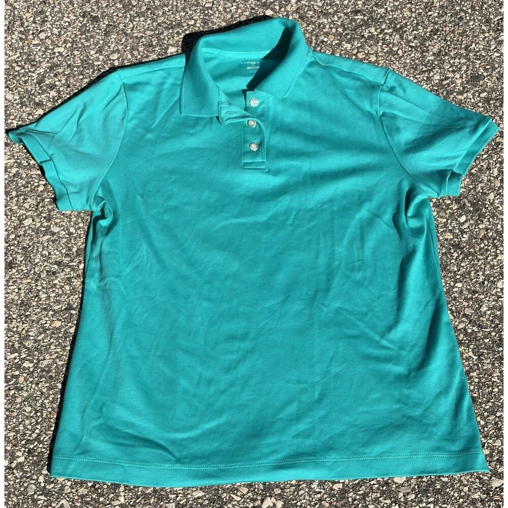 Women's Lands End Teal Polo Shirt, 100% Cotton, Small